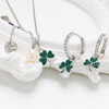 Sterling Silver Shamrock Necklace with Pearl and Green Crystals