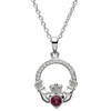 Platinum Plated February Claddagh Pendant Swarovski