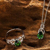Sterling Silver Emerald Green Cubic Zirconia Trinity Knot Necklace