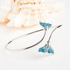 Sterling Silver Crystal Whale Tail By Pass Bangle
