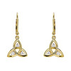 14kt Gold Vermeil Trinity Knot Drop Earrings with White Sapphires