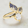 14kt Gold Lab Sapphire and Diamond Whale Tale Ring