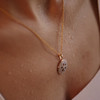 14K Gold Vermeil Sand Dollar Necklace with Cubic Zirconia