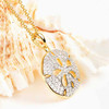 14K Gold Vermeil Sand Dollar Necklace with Cubic Zirconia