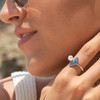 Sterling Silver Pearl Whale Tail Ring with Sapphire Crystals