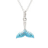 Sterling Silver Blue and Aqua Crystals Whale Tail Mini Necklace