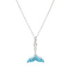 Sterling Silver Blue and Aqua Crystals Whale Tail Mini Necklace
