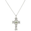 Platinum Plated Cross Green/ White Pendant Swarovski