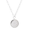 Sterling Silver Paperclip Celtic Trinity Knot Medallion Necklace with White Cubic Zirconia