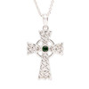 Sterling Silver Green CZ Irish Cross Pendant