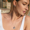 Sterling Silver Wave Necklace with Sapphire and Aqua Crystals