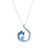 Sterling Silver Wave Necklace with Sapphire and Aqua Crystals