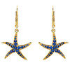 14k Gold Vermeil Blue Lab Grown Sapphire Starfish Earrings