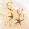 14k Gold Vermeil Blue Lab Grown Sapphire Starfish Earrings