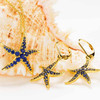 14k Gold Vermeil Blue Lab Grown Sapphire Starfish Earrings