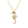 14K Gold Vermeil Seahorse Necklace with Cubic Zirconias