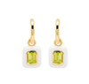 14kt Gold Vermeil Peridot and White Enamel Drop Earrings
