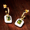 14kt Gold Vermeil Peridot and White Enamel Drop Earrings