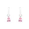 Sterling Silver Pink CZ with White Enamel Drop Earrings