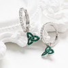 Sterling Silver Trinity Earrings with Green Crystals