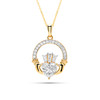 14kt Gold Lab Diamond Claddagh Medium Necklace