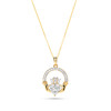 14kt Gold Lab Diamond Claddagh Medium Necklace