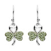 Platinum Plate Peridot Shamrock Earrings Swarovski
