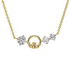 14kt Gold Vermeil Claddagh Necklace with Triple White Sapphires