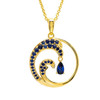 14k Gold Vermeil Blue Lab Grown Sapphire Wave Necklace