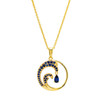 14k Gold Vermeil Blue Lab Grown Sapphire Wave Necklace