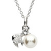 Silver Fish Pearl Pendant Adorned With White Crystal