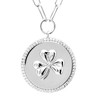 Sterling Silver Paperclip Irish Shamrock Medallion Necklace with White Cubic Zirconia
