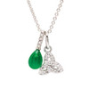 Sterling Silver Crystal and Green Agate Trinity Necklace