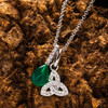 Sterling Silver Crystal and Green Agate Trinity Necklace