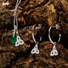 Sterling Silver Crystal and Green Agate Trinity Necklace