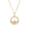 14kt Yellow Gold Lab Grown Diamond Claddagh Large Necklace