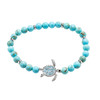 Sterling Silver Turtle Stretch Bracelet with Turquoise Beads