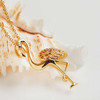14K Gold Vermeil Pink Flamingo Necklace with Cubic Zirconias