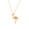 14K Gold Vermeil Pink Flamingo Necklace with Cubic Zirconias