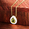 14kt Gold Vermeil Genuine Peridot and White Enamel Necklace