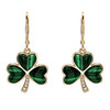 14kt Gold Lab Grown Diamond Malachite Shamrock Earrings