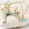 14K Gold Vermeil Mini Whale Tail Drop Earrings With Turquoise