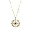 14kt Gold Lab Grown Diamond Blue Sapphire Compass Necklace