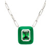 Sterling Silver Green CZ white Green Enamel Necklace