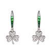 Sterling Silver Shamrock Dangle Earrings with Green and White CZ