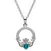 Claddagh Birthstone December Pendant Adorned With Crystal