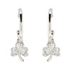 Sterling Silver Crystal Shamrock Hoop Earrings