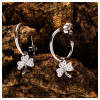 Sterling Silver Crystal Shamrock Hoop Earrings