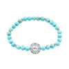 Sterling Silver Compass Stretch Bracelet with Turquoise Beads