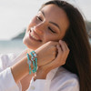 Sterling Silver Compass Stretch Bracelet with Turquoise Beads